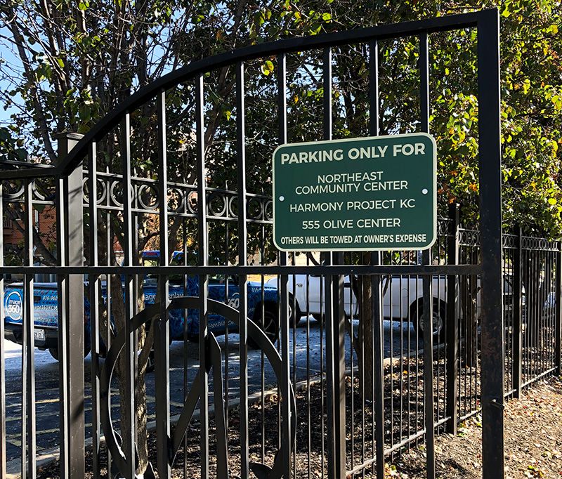 Exterior Parking Lot Sign for Northeast Community Center in Kansas City, Missouri