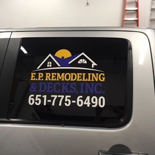 Vehicle window graphic for Endless Possibilities Remodeling